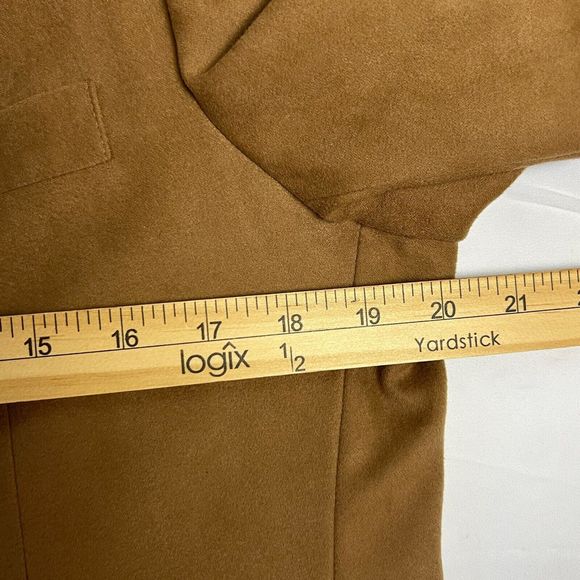 The Gallery By Hagger Vintage Caramel Suede Size 38 Coat Patch Pockets Vented - Picture 7 of 10